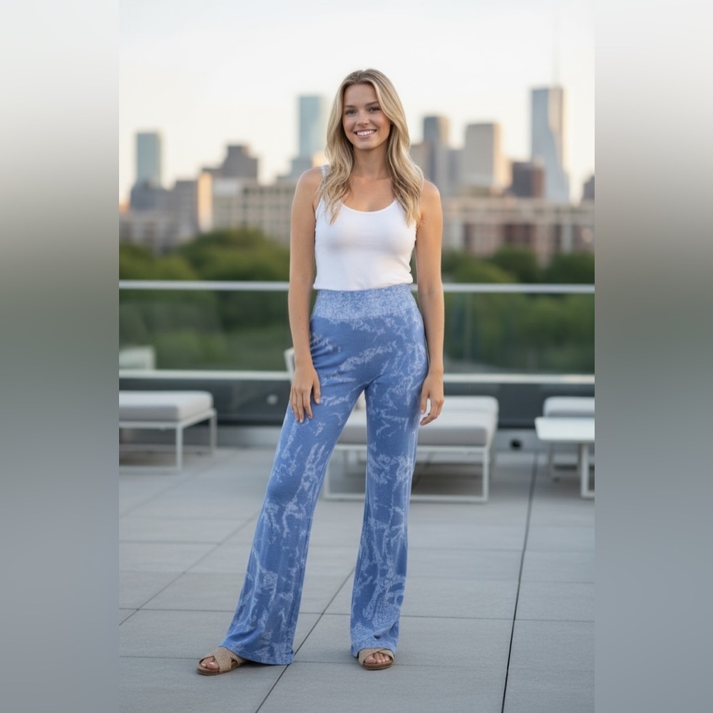 FP Movement Womens Blue Tie Dye Wide Leg Pants